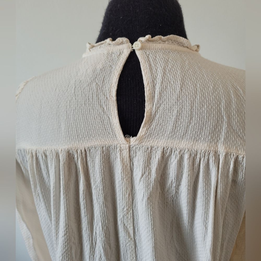 Ivory Peasant Blouse Feminine Romantic Cottagecore Pastoral Tradwife Modest XS - Picture 5 of 12